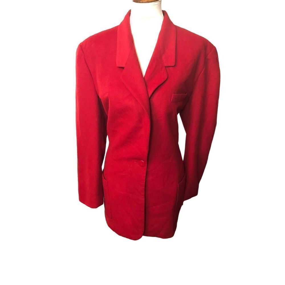 Linda Allard Ellen Tracy collab red wool cashmere blend fully lined red blazer s